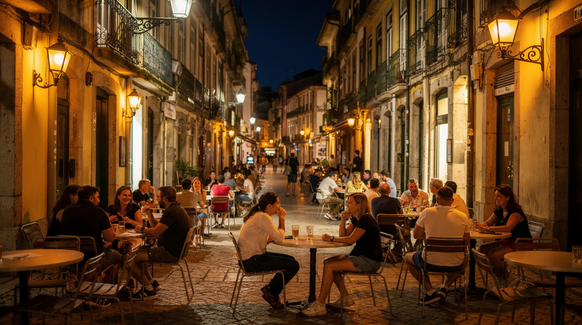 Nightlife and bars — The Galerias de Paris bar street, rooftop bars, fado shows, pub crawls and craft